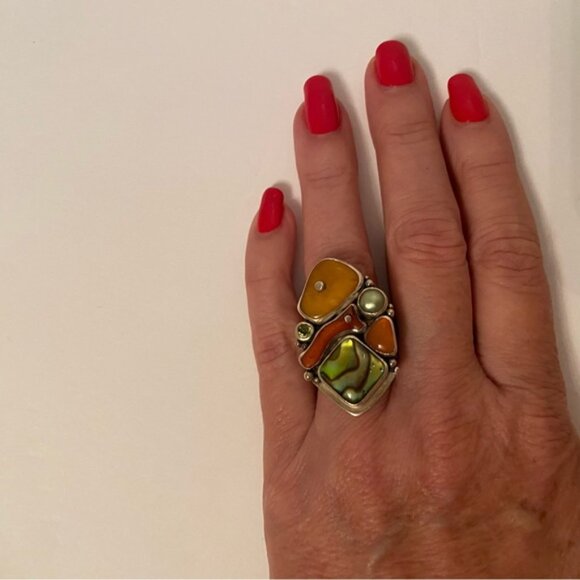 ECHO OF THE DREAMER RING STERLING SILVER MULTI COLOR STONES SIZE 7 15.9g - Picture 5 of 12